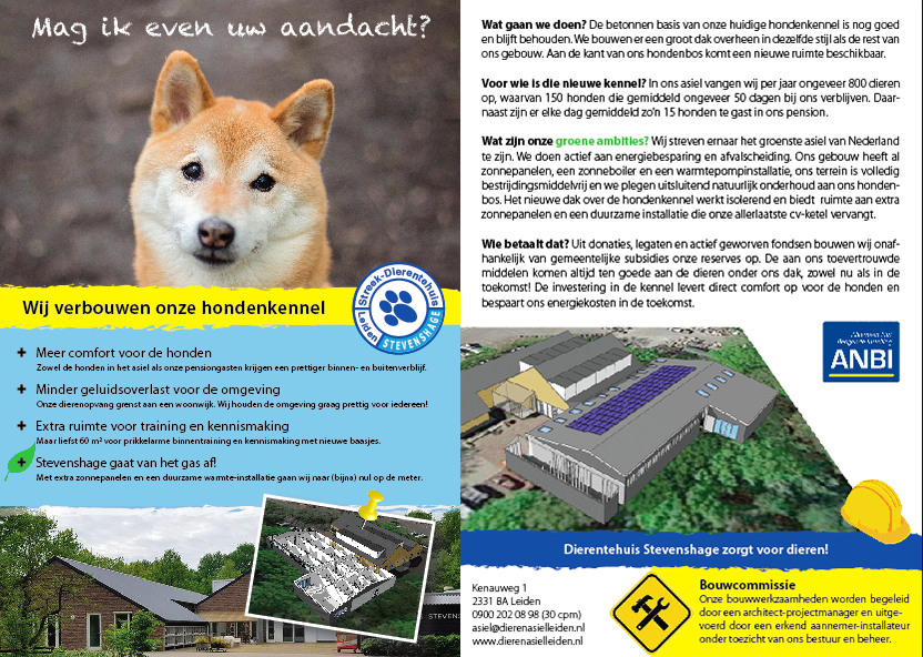Klik op de afbeelding voor meer informatie over de verbouwing van de hondenkennel bij Dierentehuis Stevenshage in Leiden.