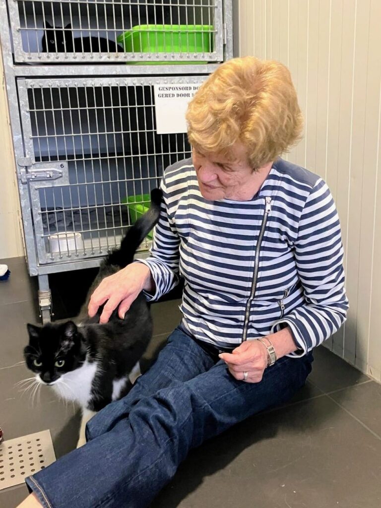 Marian Castenmiller werd na haar pensioen vrijwilliger bij de asielkatten van Dierentehuis Stevenshage in Leiden.