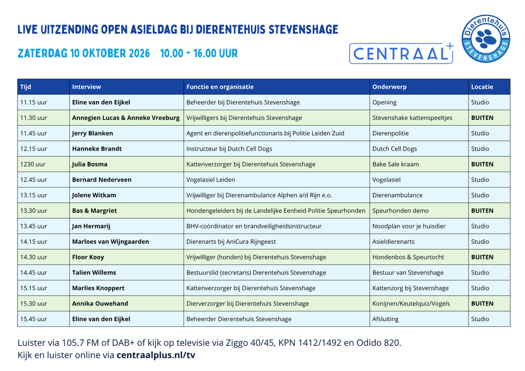 Live uitzending programma Open Asieldag 2026 Centraal+